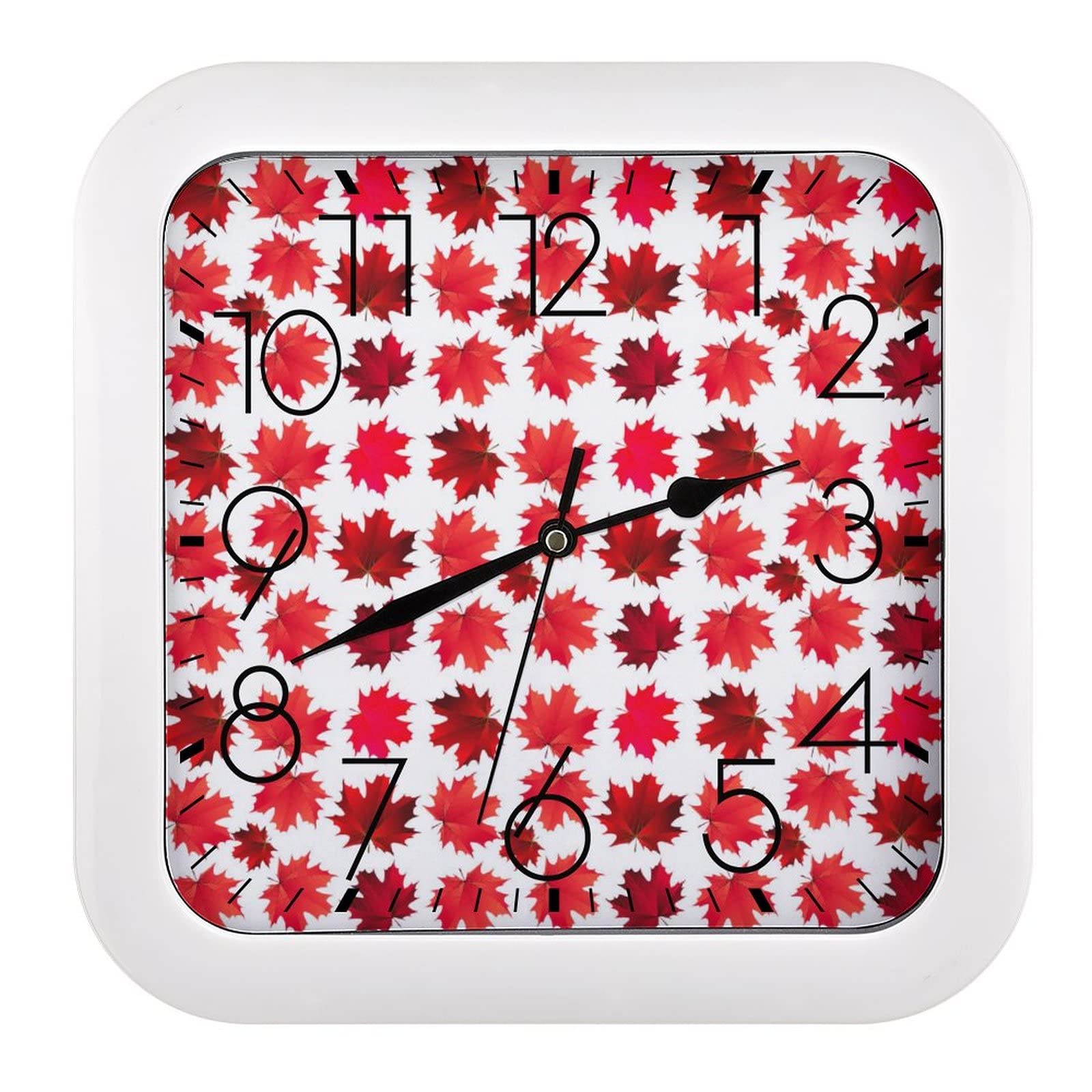Horloge murale feuille d érable pour cuisine et salon deco nature carrée 26cm