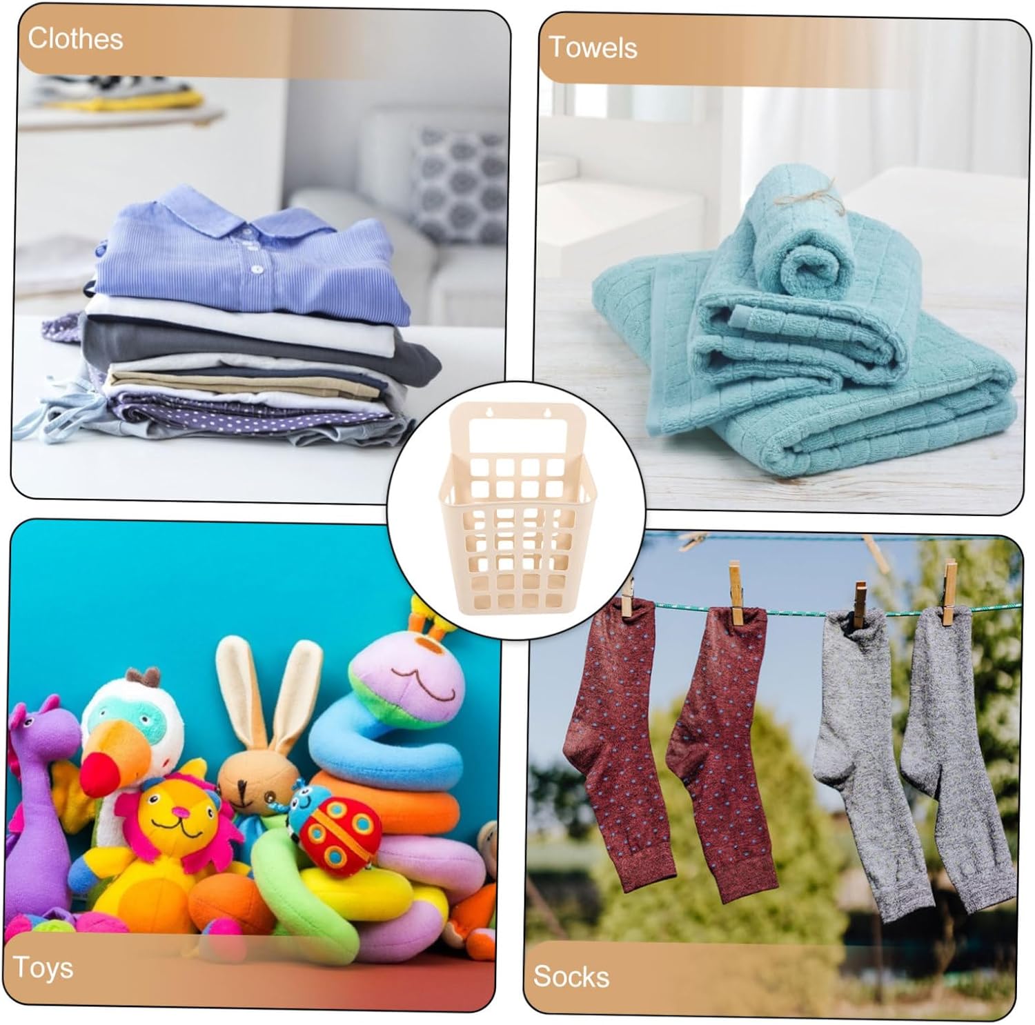 Plastic Hanging Laundry Basket Organizer Detachable Storage Container for Household Laundry Bathroom and Clothing Essentials