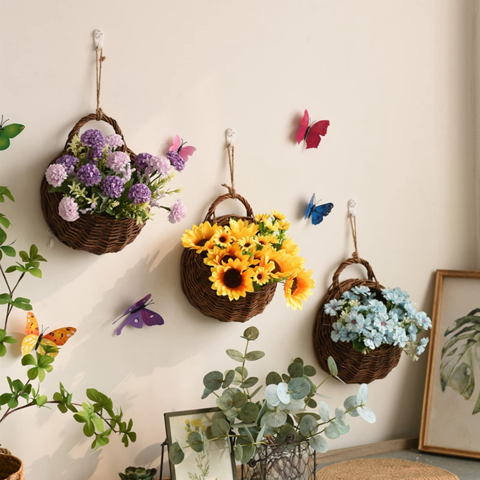 Amazon｜人工ハンギングプラント バスケット付き 造花 フェイク  