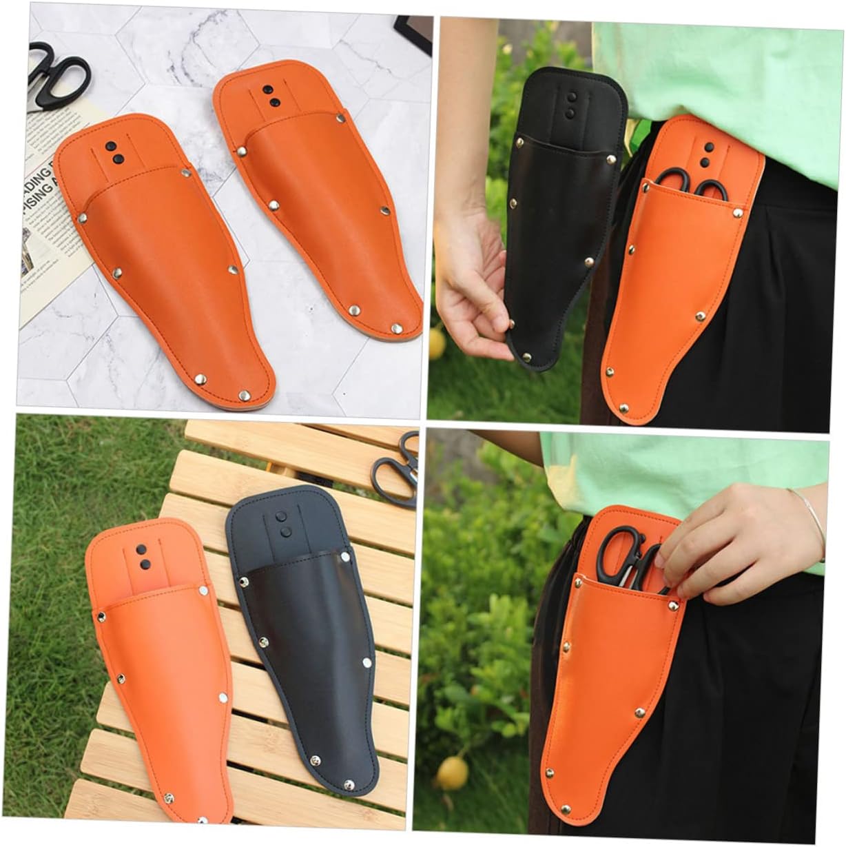 Uonlytech 4pcs Leather Scissor Cover Pliers Holder Gardening Shear Case for Plant Trimming Scissors