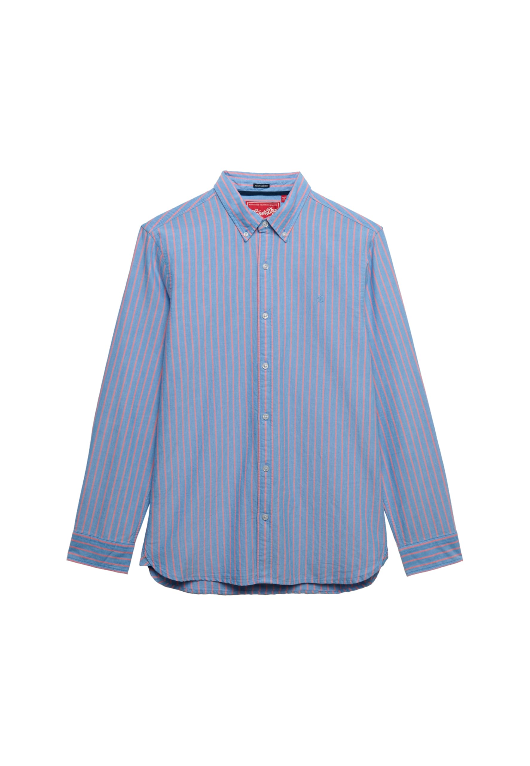 Superdry Men's French Blue/Coral Classic Oxford Shirt Stripe/ (Uk, Alpha, Xl, Regular, Regular, )