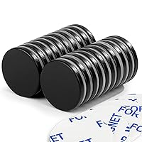 Vista 9 de TRYMAG 6 imanes fuertes negros de 0.787 x 0.118 in, redondos de tierras raras resistentes con respaldo adhesivo, imanes permanentes de disco