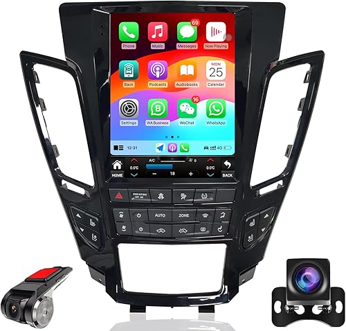 Radio de coche para Cadillac CTS 2008-2012 Reemplazo estéreo Actualización Carplay Android Auto Pantalla táctil vertical Estilo Tesla con DSP en el