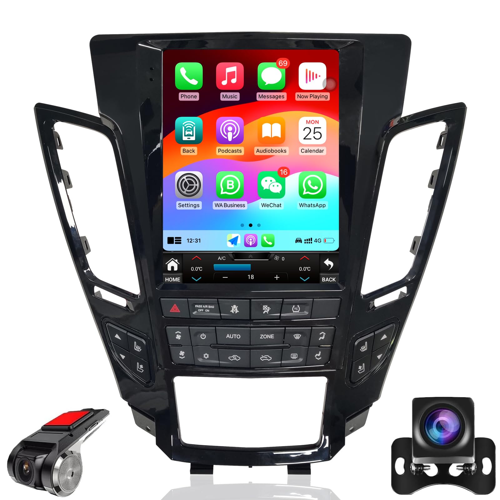 Car Radio Stereo GPS Navigation for Cadillac CTS 2007-2012 Radio Android Auto Car Play Vertical Screen Tesla Style with DSP in Dash Headunit Multimedia Player Car RadioAudio Voice Control (Black)-image-44