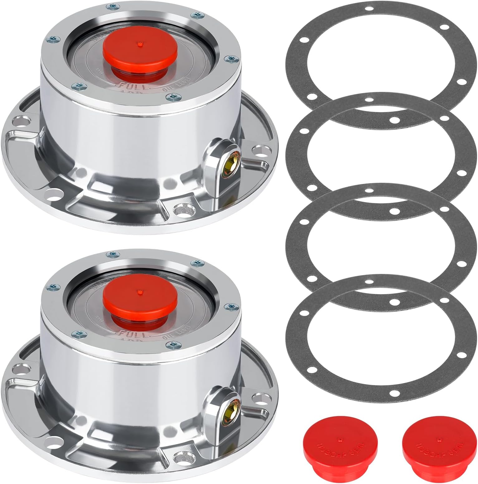 CheeMuii 343-4009 Trailer Hub Cap 2 PCS 3434009 Aluminum Hubcaps for Trailer Axle with Extra 2 PCS Rubber Plugs and Gaskets Replaces Stemco 343-4009