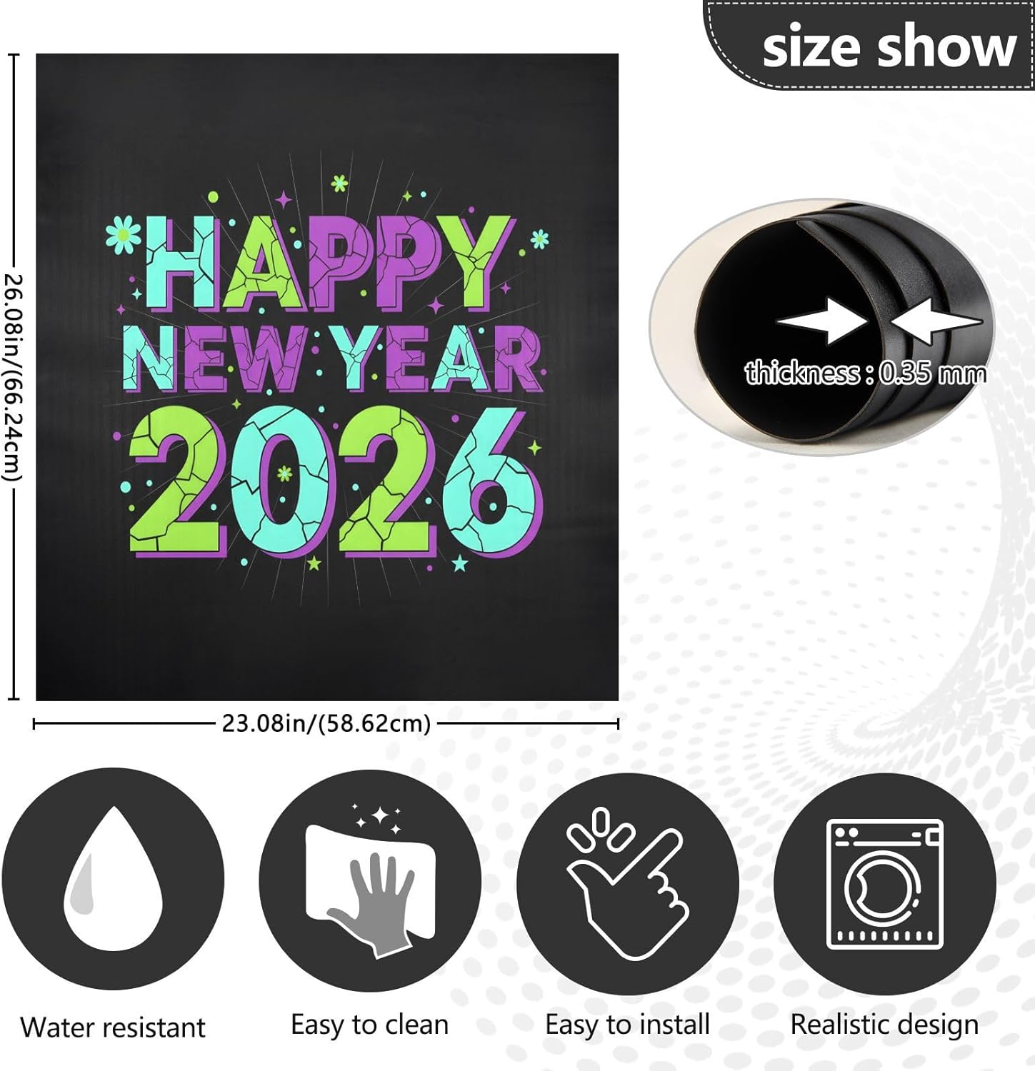 Dishwasher Magnet Cover Large Magnetic Stickers Happy New Year2026 Front Dishwasher Cover Reusable Decal for Home Kitchen Refrigerator Decorative Lid Washing Machine Laundry