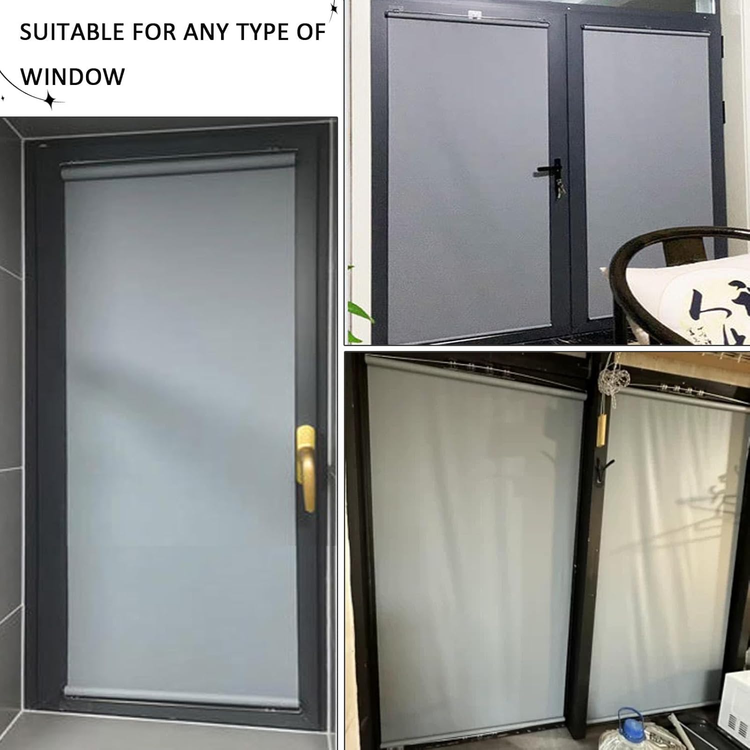 Portable Blackout Blind for Windows,32x150cm,75x200cm Roll up Shades - No Drill Window Blinds Shades -Temporary Blackout Roller Blinds for Home/Office,Free Retractable,Grey-32x200cm/12.6x78.7in