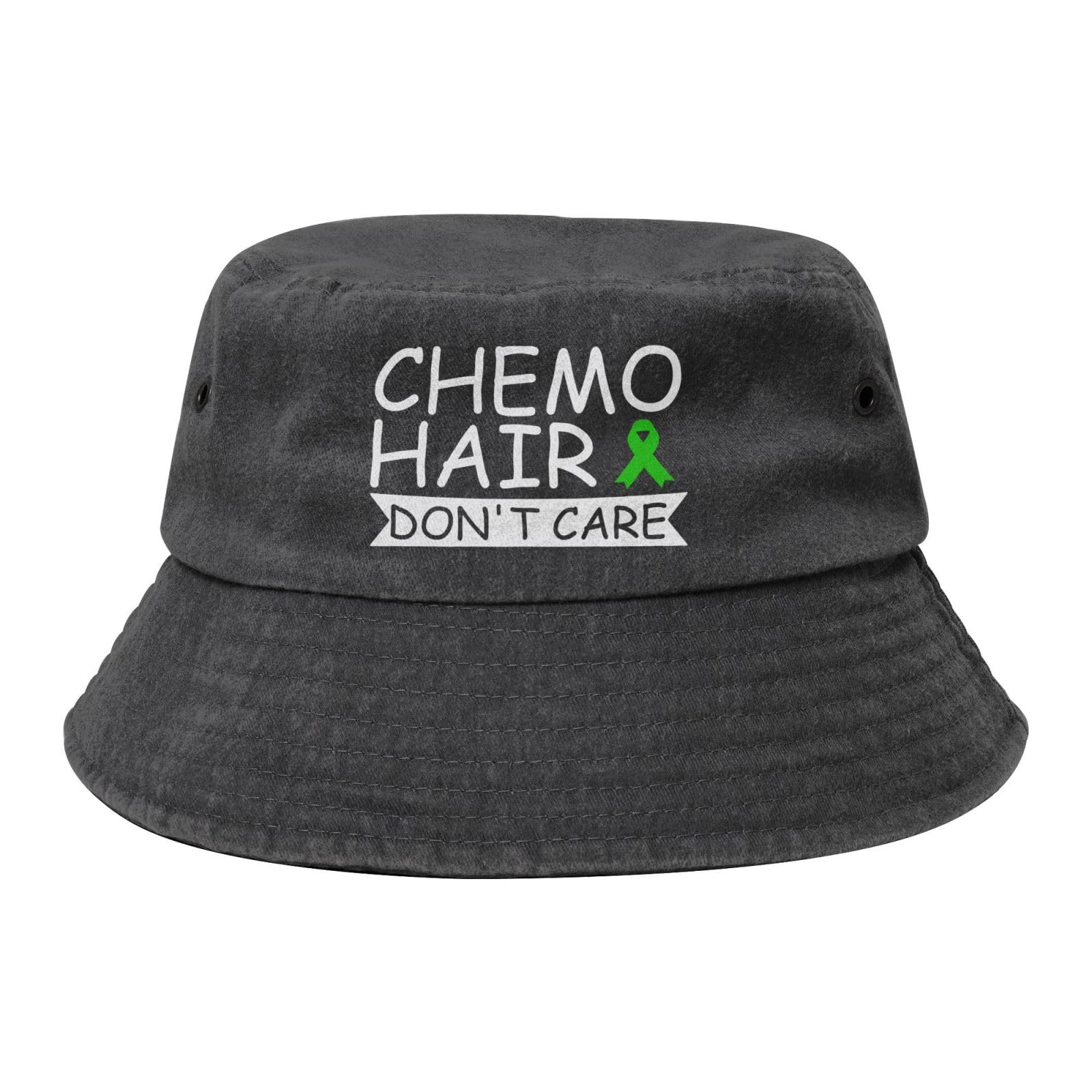 Qauirfe Chemo Hair Don't Care Non-Hodgkin's Lymphoma Fashion Cowboy Denim Fisherman Hat Outdoor Fishing Cap Sun