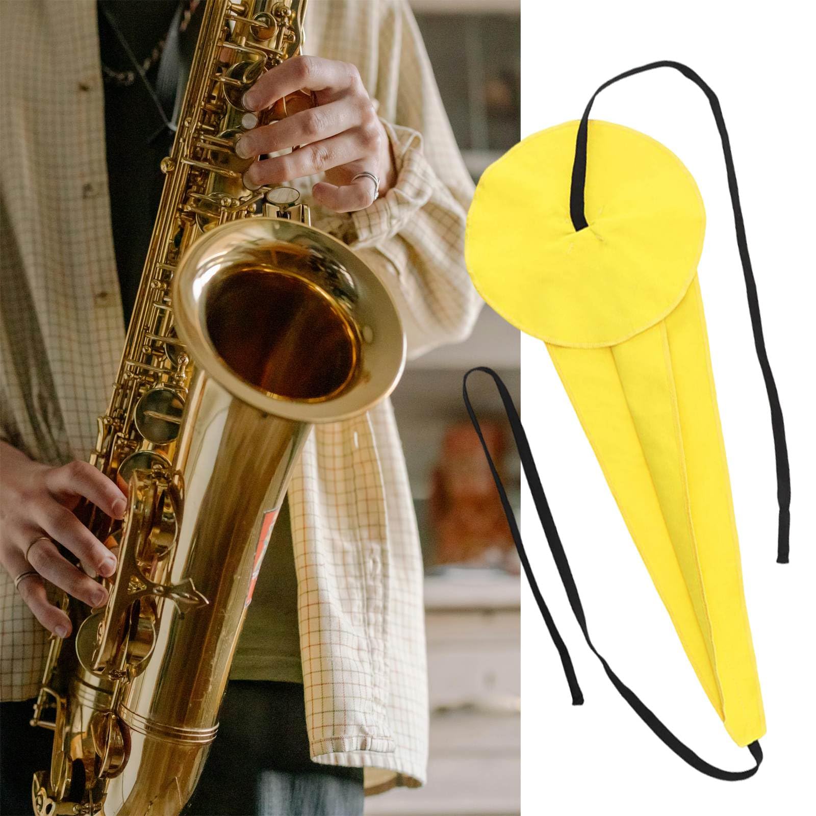 Kit de paño de limpieza para saxofón soprano alto tenor, paño de algodón de limpieza de microfibra con funda de lengüeta, cepillo para boquilla, guantes y correa para el cuello, hisopo de limpieza de
