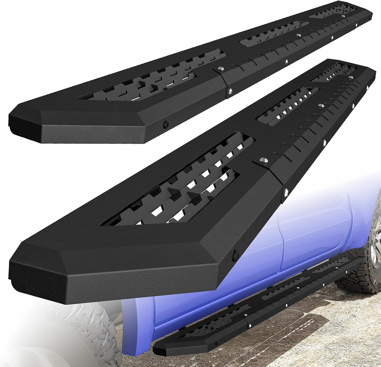 ONINE Laser Cut 7" Running Boards Custom Fit 2019-2026 Chevy Silverado/GMC Sierra 1500 & 2020-2026 Chevy Silverado/GMC Sierra 2500HD 3500HD Crew Cab Side Steps Nerf Bars