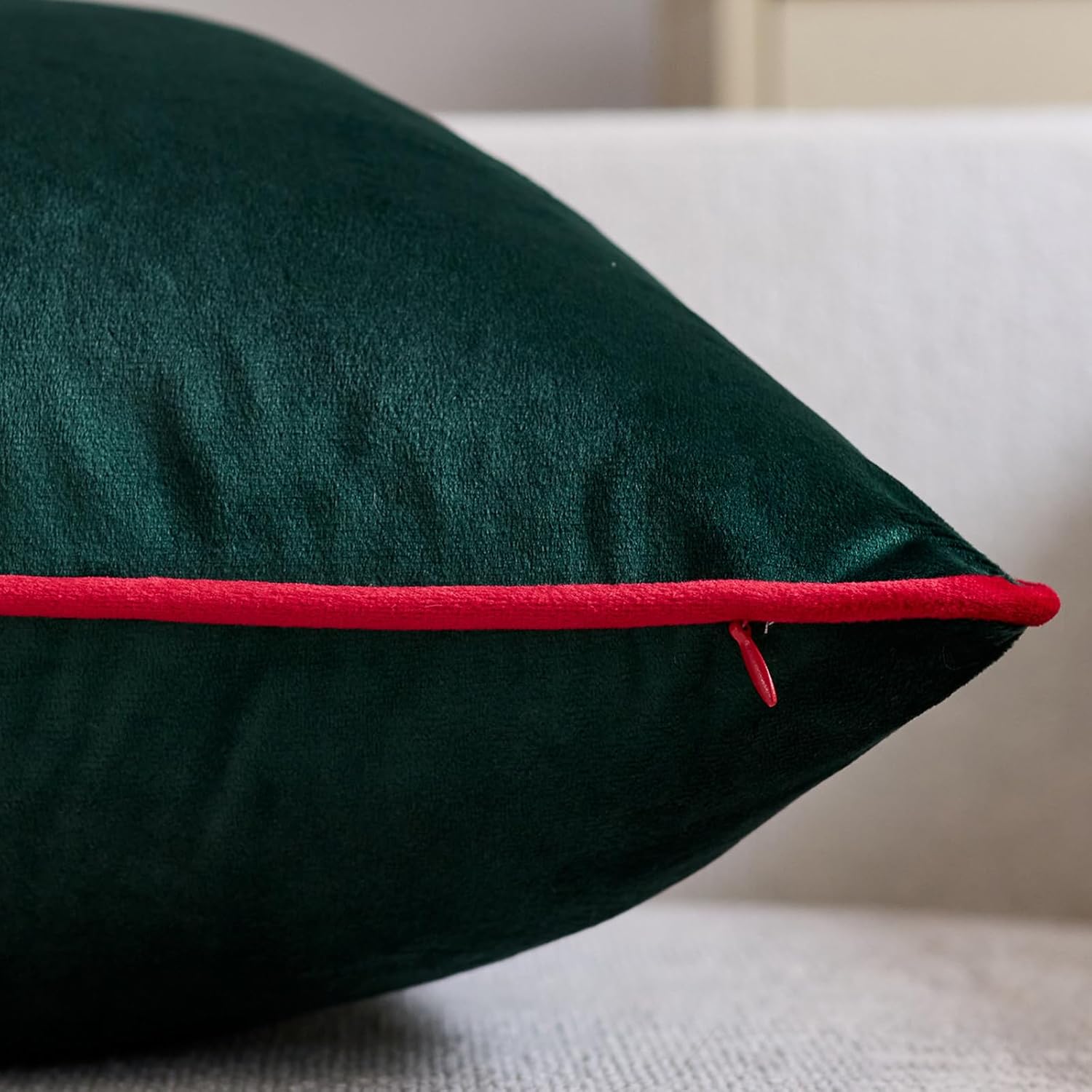 HOSTECCO Dark Green Throw Pillows 20x20 Inch Set of 2 Christmas Velvet Throw Pillow Covers Xmas Decorative Pillows for Sofa