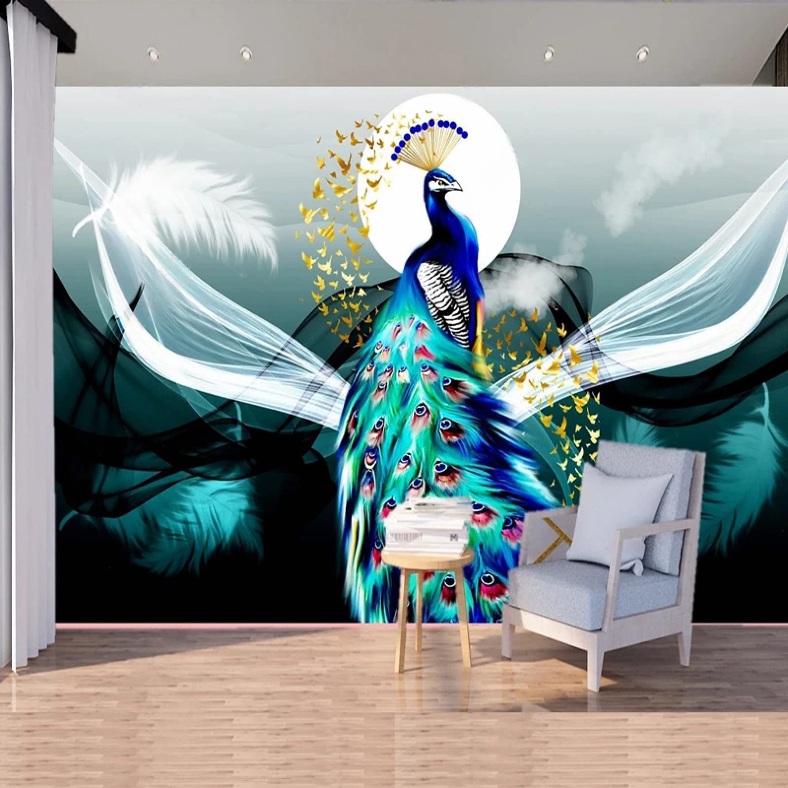Grey Feather Wall Mural, 3D Poster Peel And Stick Self-Adhesive