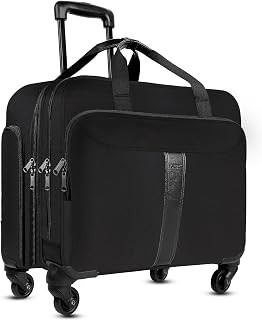 Rolling Laptop Briefcase,17 inch Premium with Duffel Bag Spinner Wheels,For Women,Man,Waterproof Overnight Carry on,Case for Work Office Travel Airplane Business，Gift For Wife Husband Mom Dad Teacher, Black, 45L, Travel