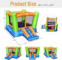 Vista 4 de Costzon Casa inflable de rebote para niños pequeños para fiestas en interiores y exteriores, diversión familiar con tobogán, tela Oxford, mini casa