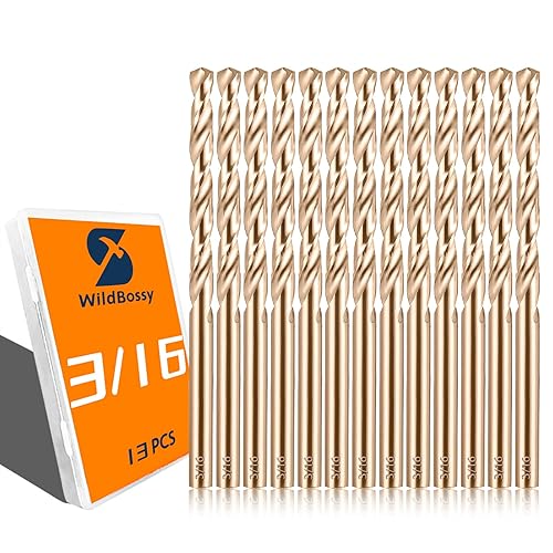 Juego de brocas de cobalto de 316 pulgadas - 13 piezas puntas de taladro giratorio M35 vástago recto brocas de acero de alta velocidad de 316