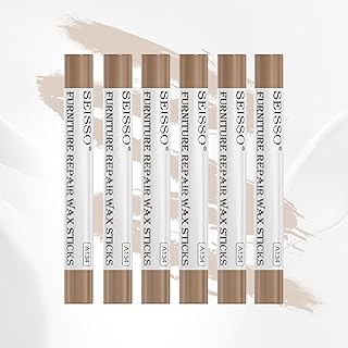 SEISSO Wood Filler Sticks- 6 Pcs, Furniture Repair Wax Crayons, Furniture Marking Repair - Scratch, Cracks, Hole, Table, Wood Floor, Guitar - Maple