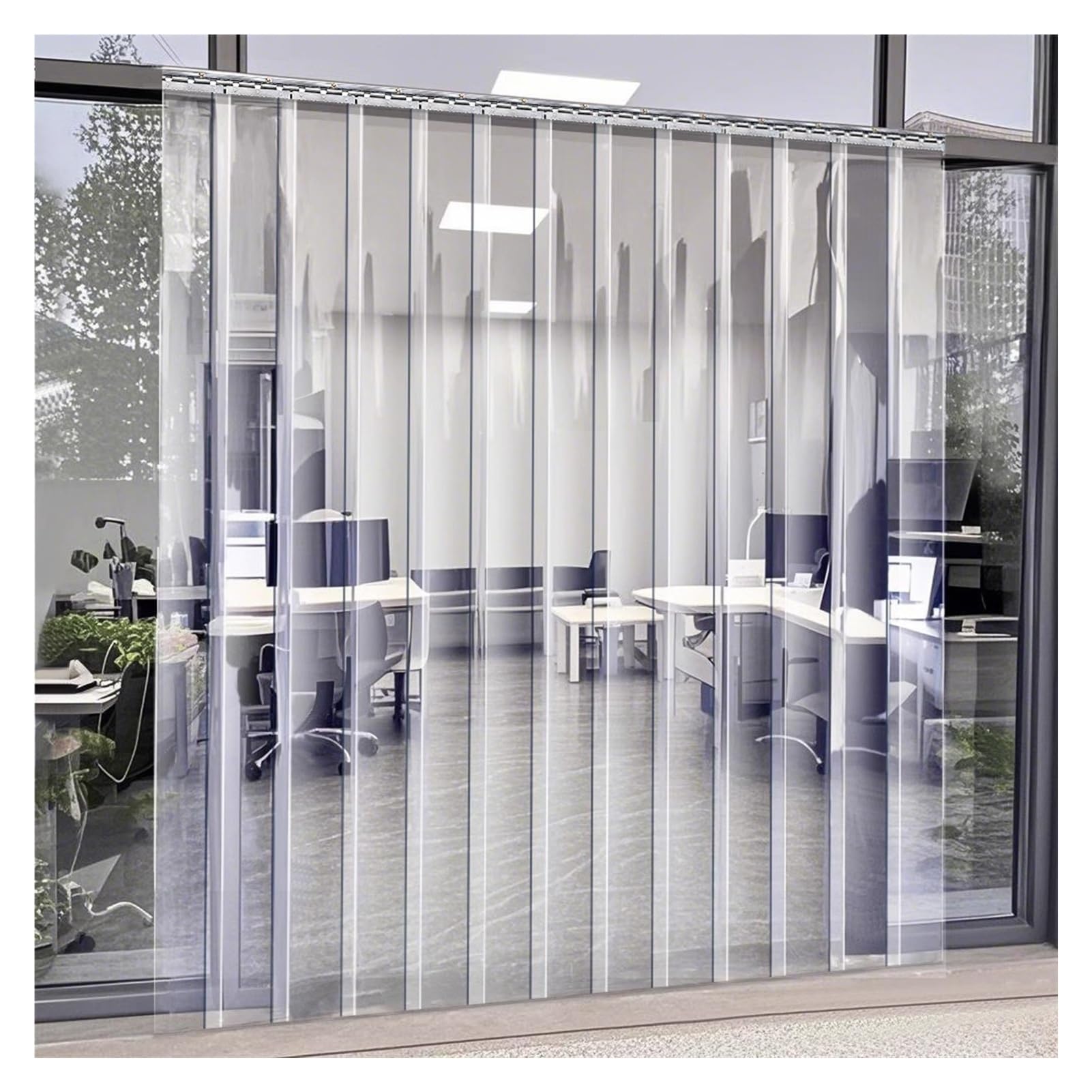 Rideaux de porte isolants en plastique transparent pour atelier et couloir 165 x 260 cm, durables, faciles à installer, économes en énergie