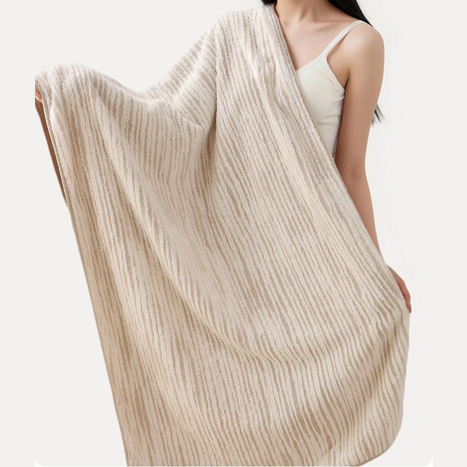 Toalla de baño de algodón, suave y absorbente, toalla de cuerpo completo, felpa gruesa para baño, ducha en casa, spa, gimnasio, toalla envolvente cómoda de secado rápido