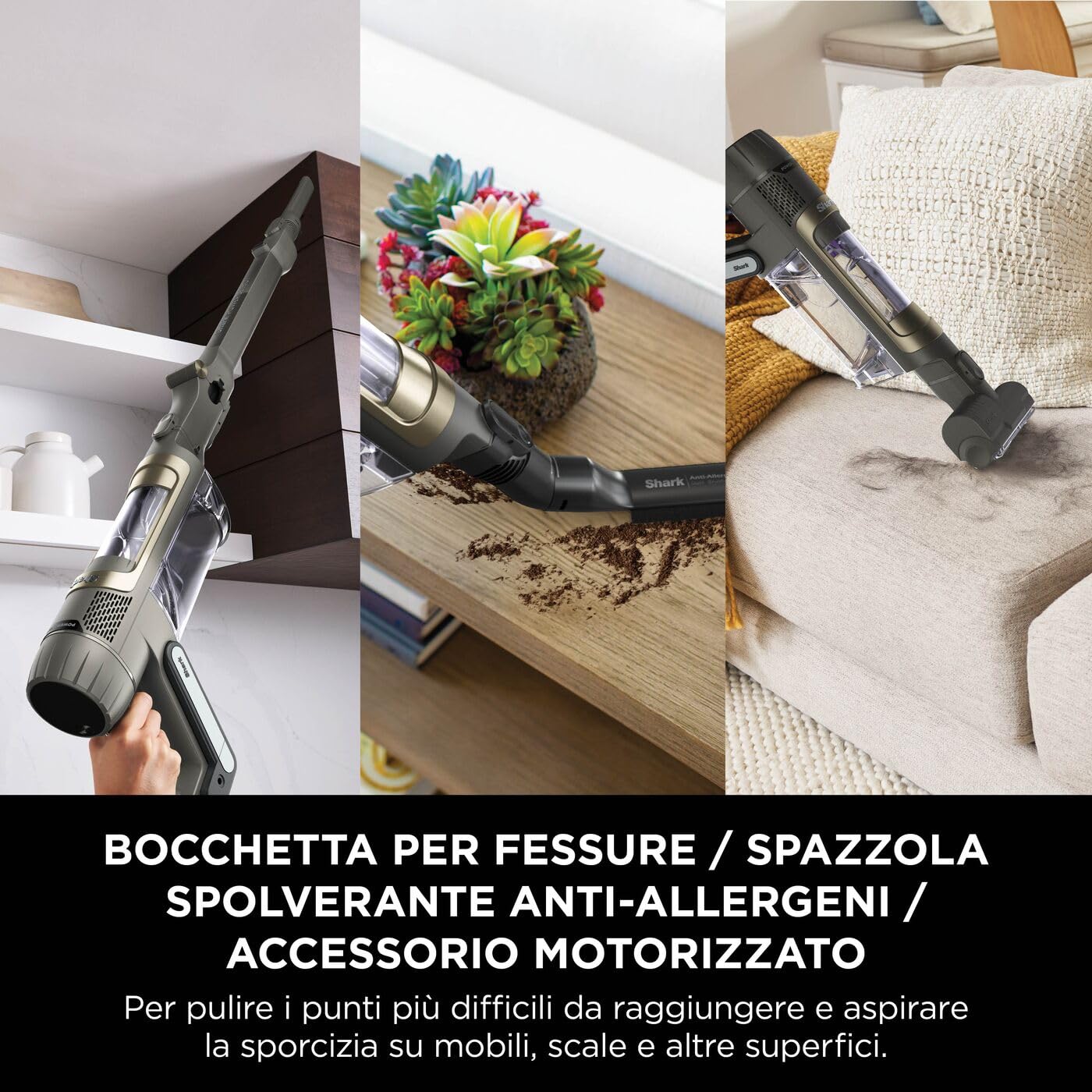 Shark PowerDetect Clean & Empty - Aspirapolvere Senza Fili con Serbatoio da 2L - Funzioni PowerFins, Reverse Clean, Anti-Hair Wrap Plus - 70 Minuti di Autonomia - Modello IP3225EUT, Colore Grigio