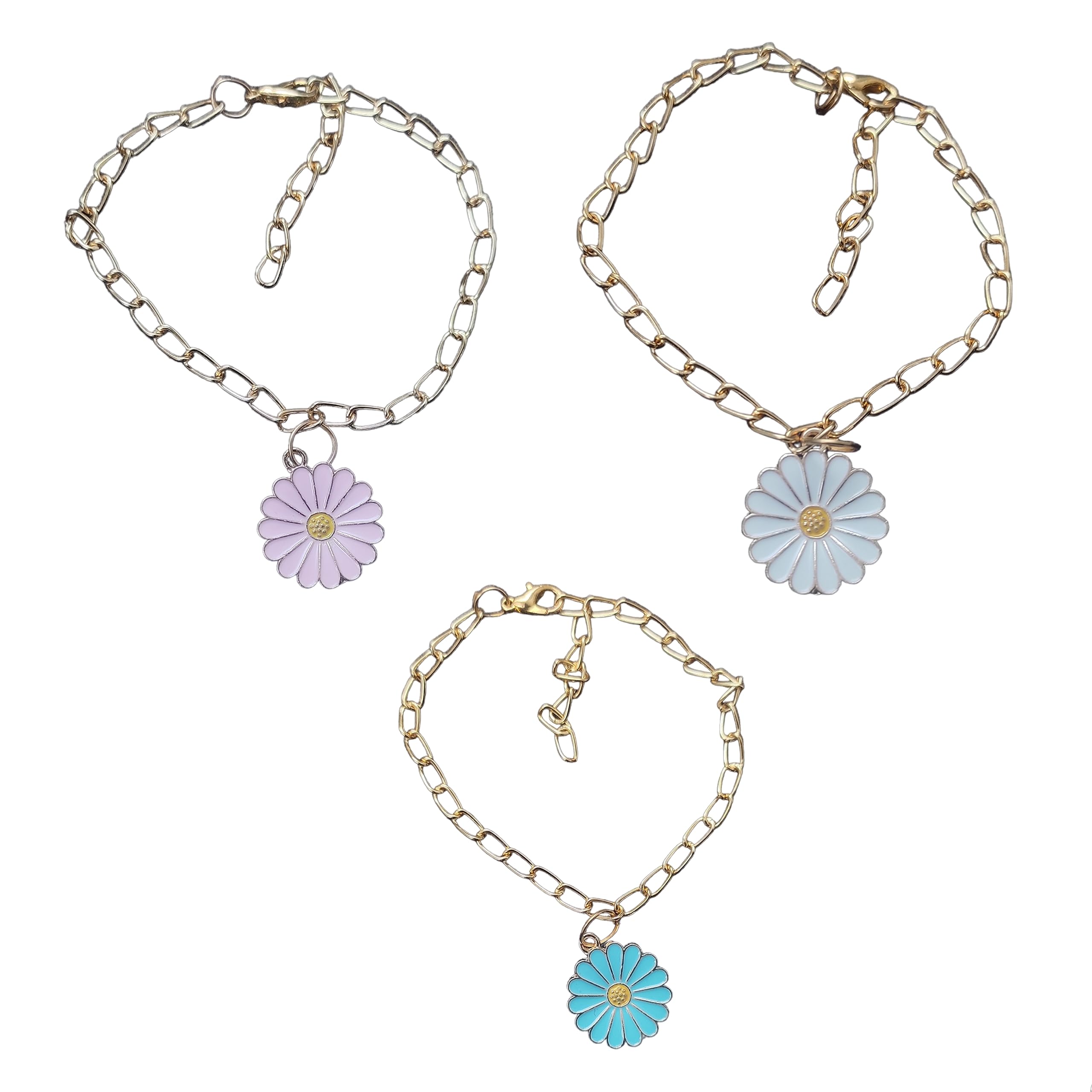 Sirani, pack of 3 elegant daisy (white, skyblue, pink) bracelets set for women and girls| Gift Accessories for women and girls (B0CG7Q8H5M) Amazon Price History, Amazon Price Tracker