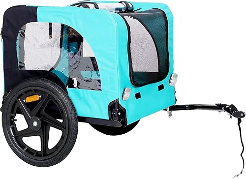 Stable and Foldable Pet Jogging Stroller for Medium Dogs, Bicycle Trailer with Safe Design, Light Green