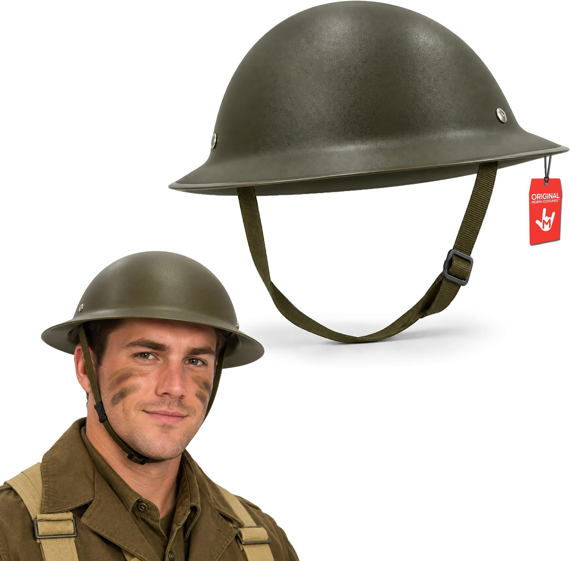 Nicky Bigs Novelties Army Helmet, Green WW2 Brodie Costume Accessory
