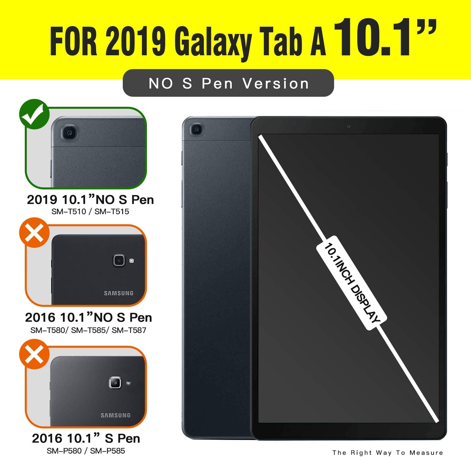 Ztotop Case for Samsung Galaxy Tab A 10.1 2019, Ultra Slim Lightweight Trifold Stand Smart Folio Case Hard Cover for Samsung Tab A 10.1 Inch Tablet SM-T510/SM-T515 2019 Release - Black