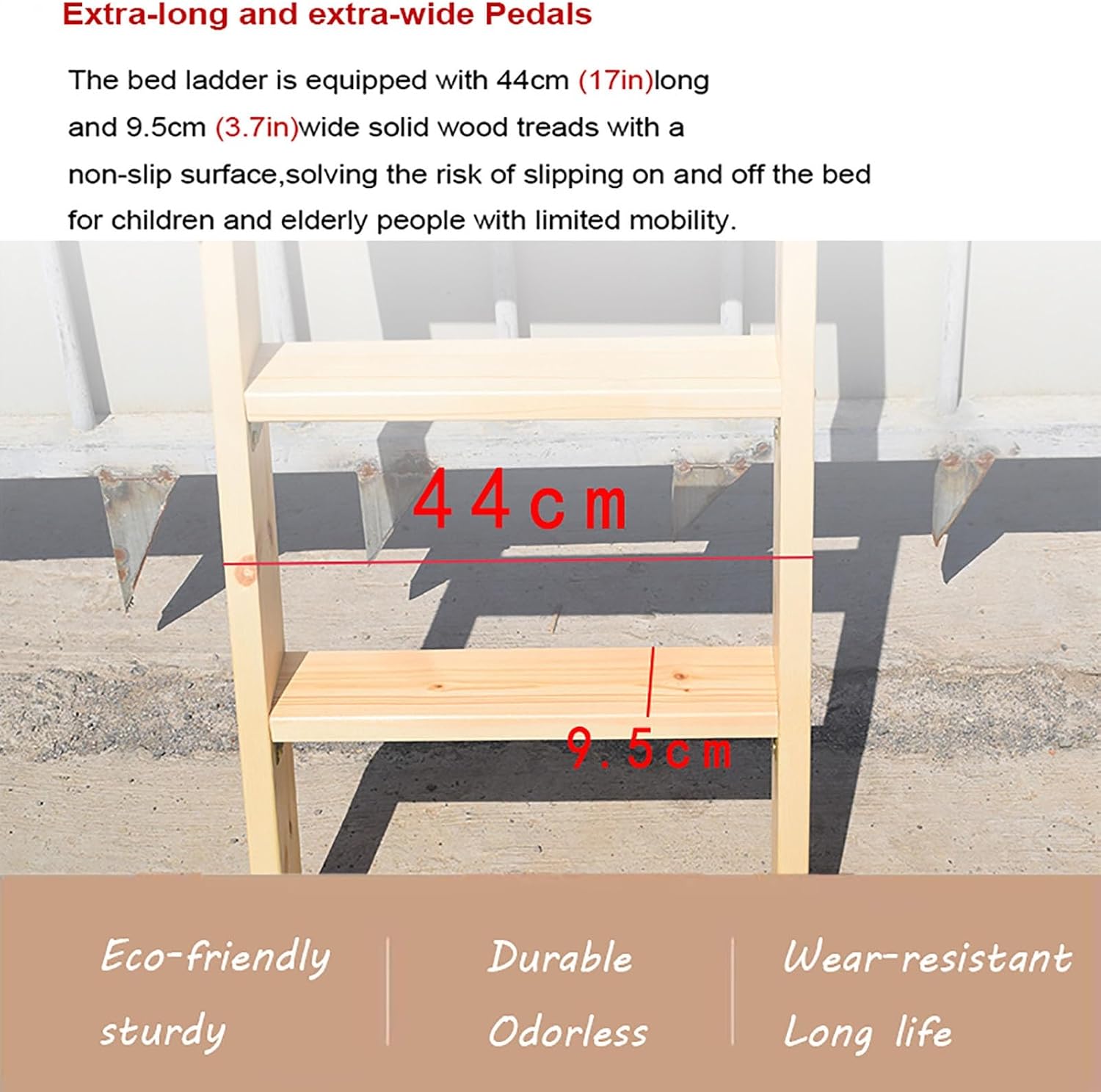Wood Color Bunk Bed Wooden Ladder - 4 5 6 7 Steps Ultra High Loft Bed Replacement Ladders, for Kids/Elderly/Disabled Use Durable Bunk Bed Ladder/Replacement Ladde. Supports Up to 300 Lbs (Size : 175m
