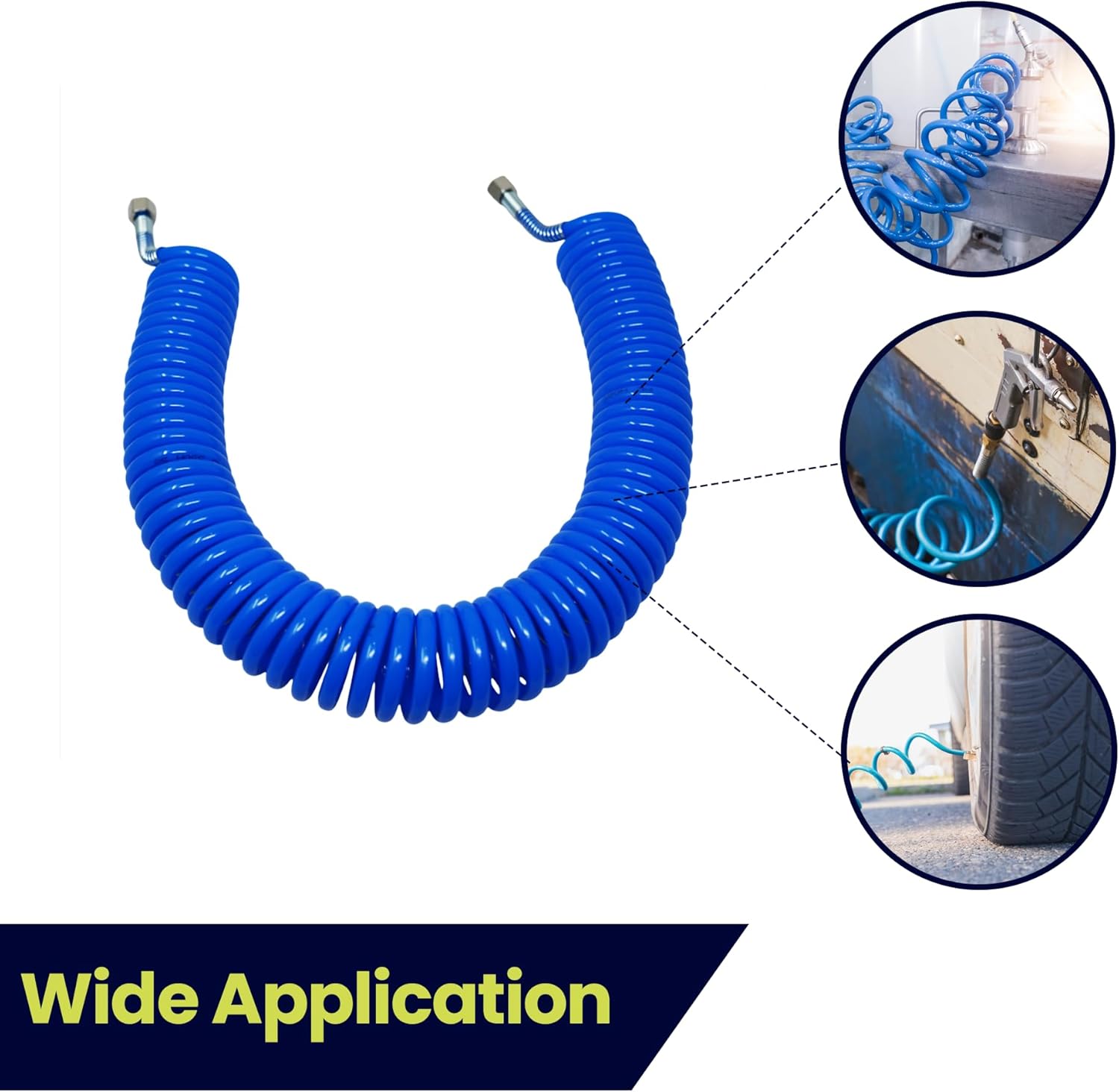 Dapetz Coiled Air Hose 10M Air Tools Hose With 1/4" BSP Female Nut End Fittings 10 Bar