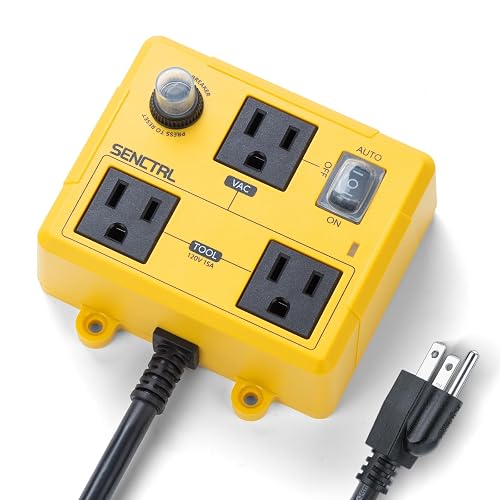 SENCTRL Automatic Vacuum Switch for Power Tools to Turn Vac On and Off Auto | Safety Overload Circuit Breaker, Auto Switch for Woodworking Table Saw, Delay Shut Off Shop Vac, Dust Collector