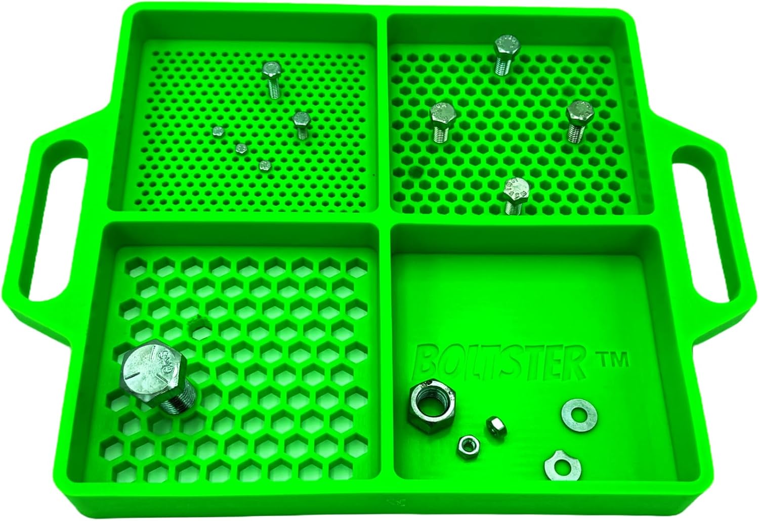 Boltster Flexible Organizing Tray (GREEN) – Professional Silicone Tool Tray for Bolts, Screws, and Fasteners – Non-Slip, Heat & Chemical Resistant – Automotive, Mechanic, Garage Organizer