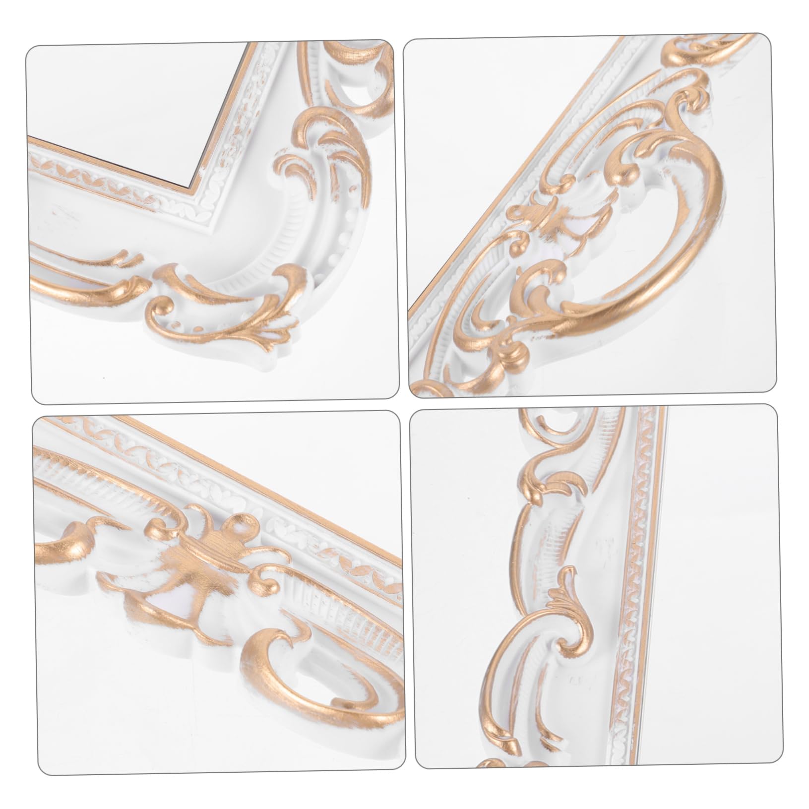 Decorativo Vassoio Bianco in Plastico e Vetro Specchio per Bijoux