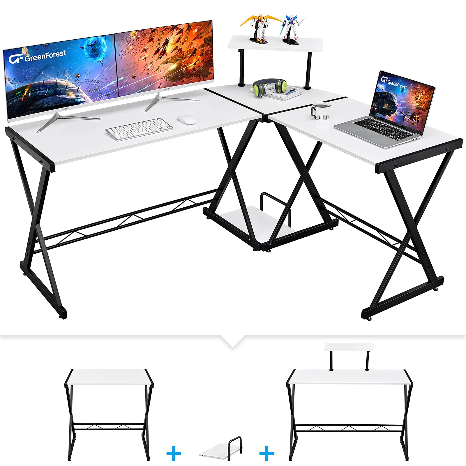 Buy GreenForest L Shaped Desk 58 inch Reversible Corner Computer Desk