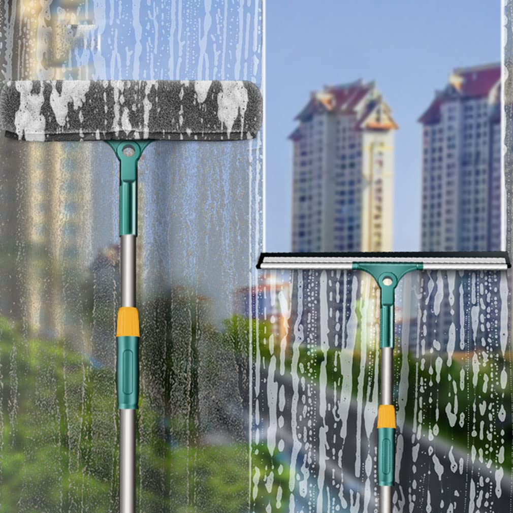 Limpia Cristales Ventanas con 150cm Poste Extensible Herramienta de Limpieza de Ventanas con Paño de Microfibra Cepillo para Limpiar Ventanas, Vidrio, Automóvil, Ducha (25cm)