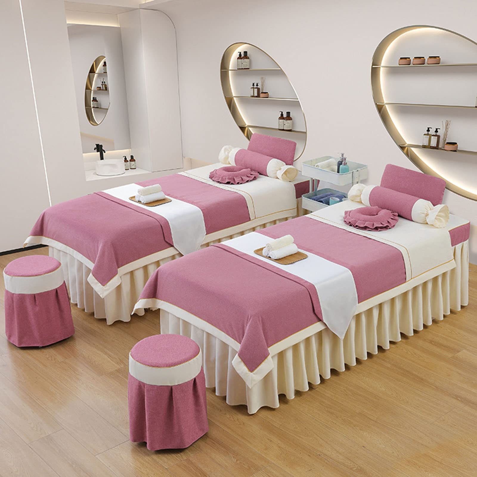 Juego de sábanas de masaje premium de 4 piezas reutilizable para camillas de estética facial