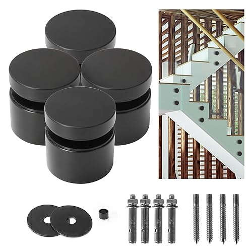 Lukloy Soporte de barandilla de vidrio, paquete de 10 accesorios de barandilla de vidrio resistente SS304, pasador de vidrio para balcón,