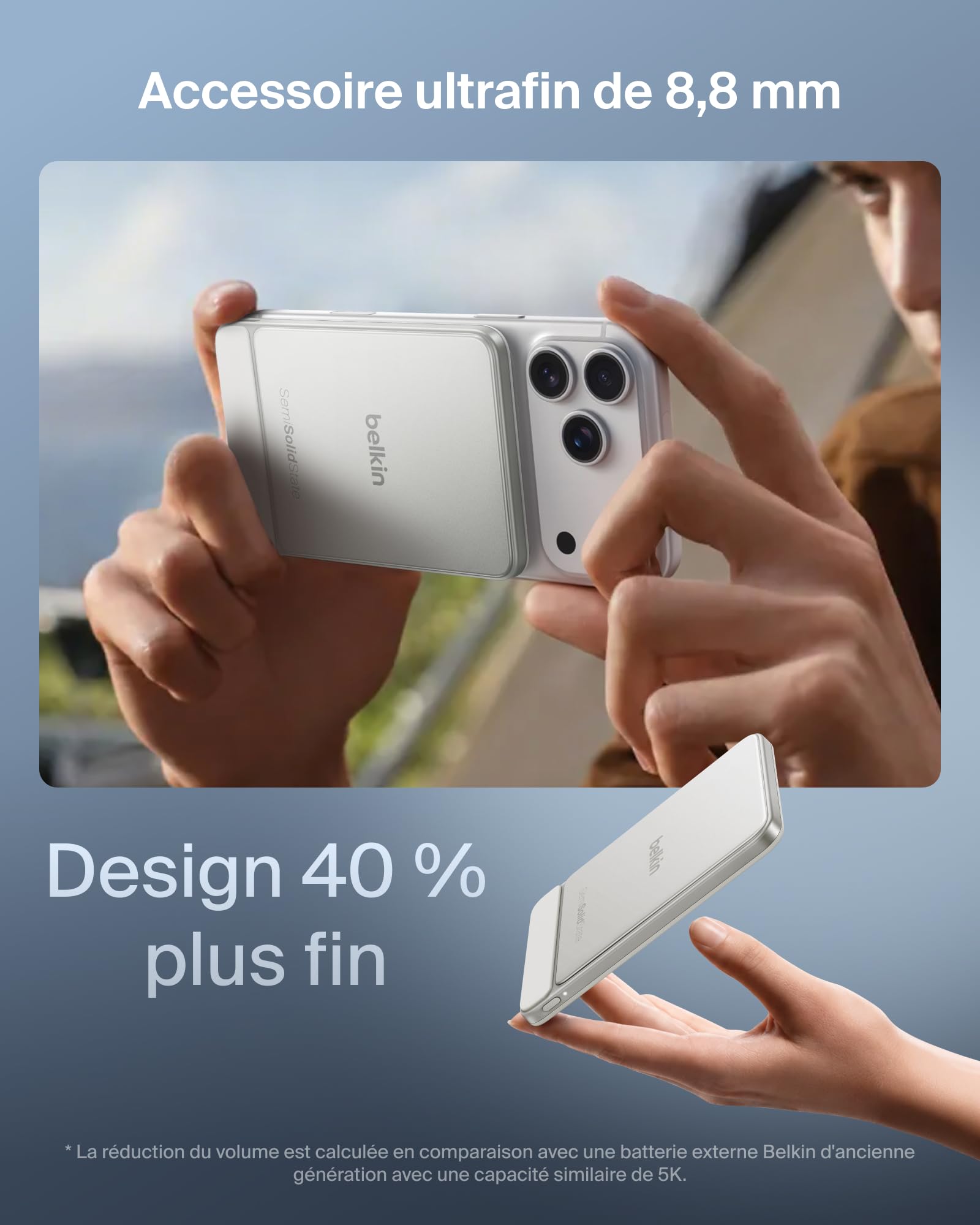Belkin UltraCharge Pro Batterie Externe sans Fil Semi-Solide 5000mAh