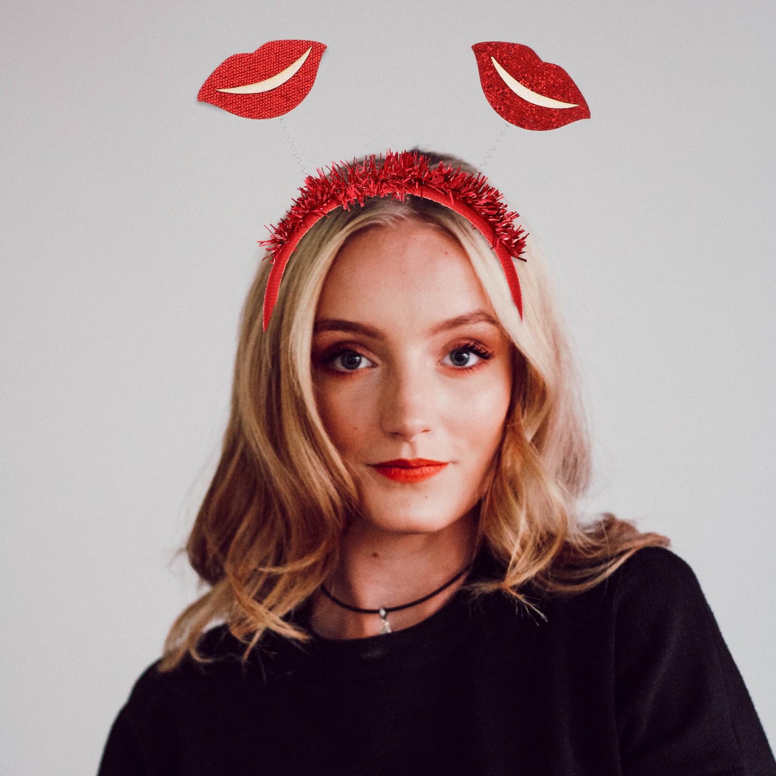 Hemobllo Serre-tête Lèvres Rouges Cupidon, Accessoire Cheveux Saint-valentin, Déguisement Saint-valentin Femme, Soirée Romantique Mariage