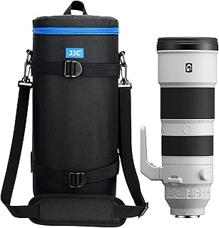 JJC Extra Large Thick Camera Lens Pouch Case for Nikon 180-600mm for Sony 200-600mm Zoom Lens with Reversed Lens Hood & Teleconverte，Camera Lens Carry Bag Fits Other Lenses Below 5.5 x 14.6(D x L)