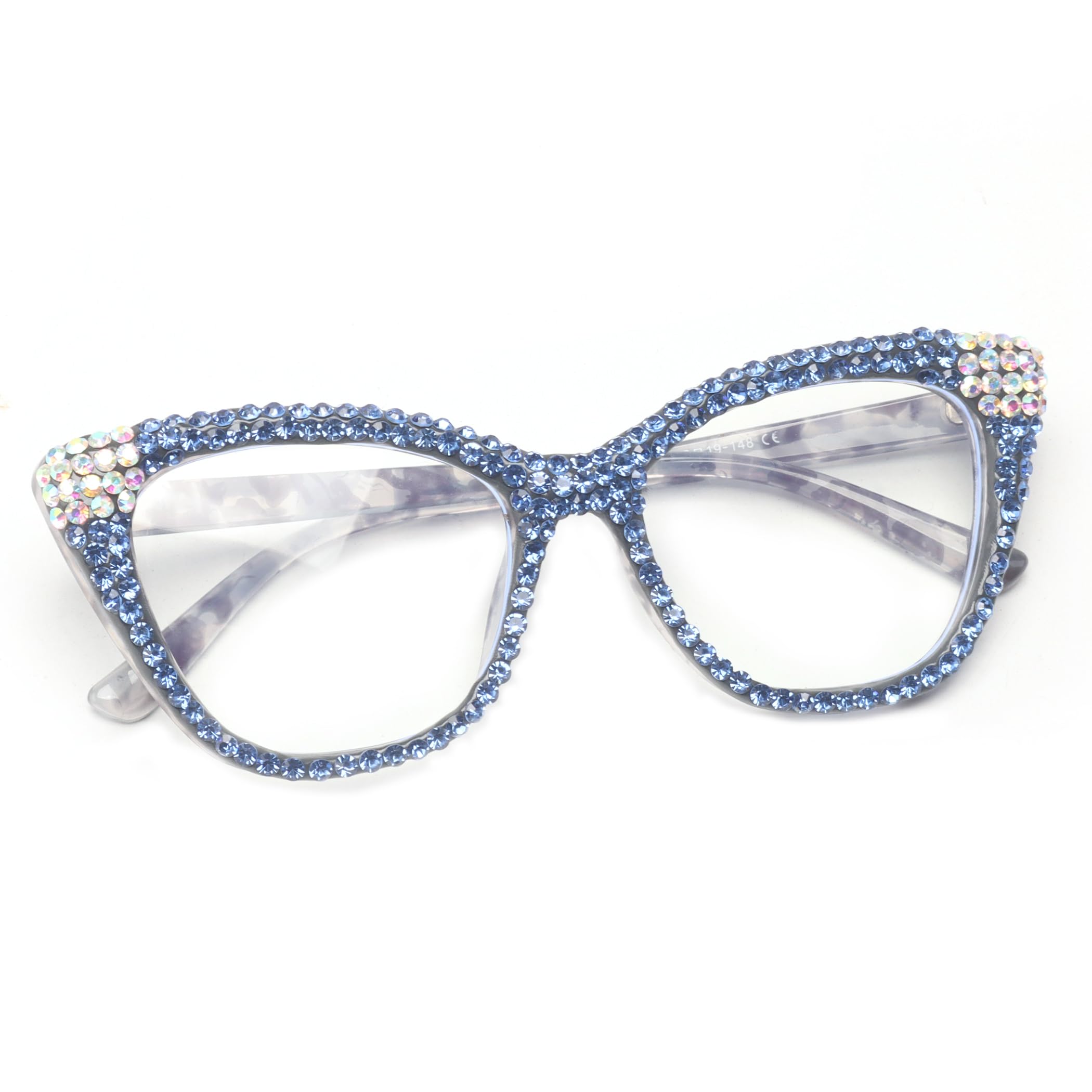 bullabulling Square Reading Glasses Womens Cute Computer Blue Light Blocking Rhinestone Readers Glasses (blue, 2.50, x)