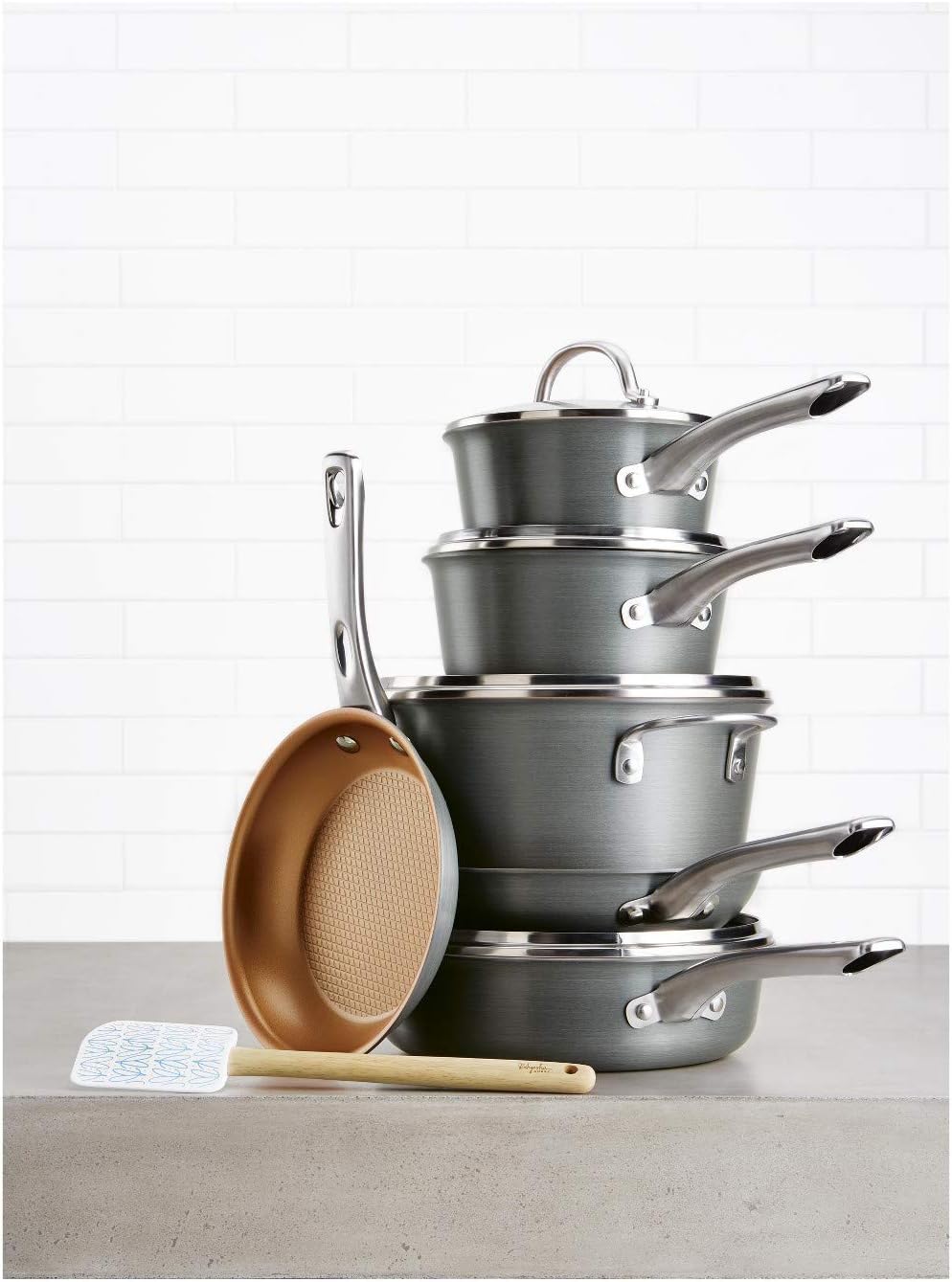 Ayesha Curry Kitchenware 11pc Home Collection Cookware Set (Brown Sugar)