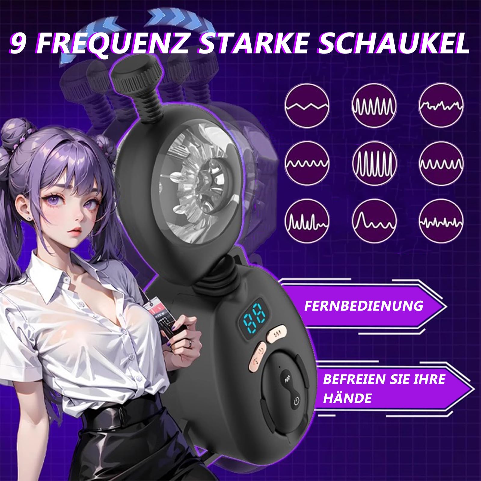 Elektrischer Masturbator Sex Spielzeug für die Männer Mit 9 Frequenz-Vibration + Schub-Strap-on-Masturbatoren Für Männer Sex Spielzeug Taschenmuschi Penis