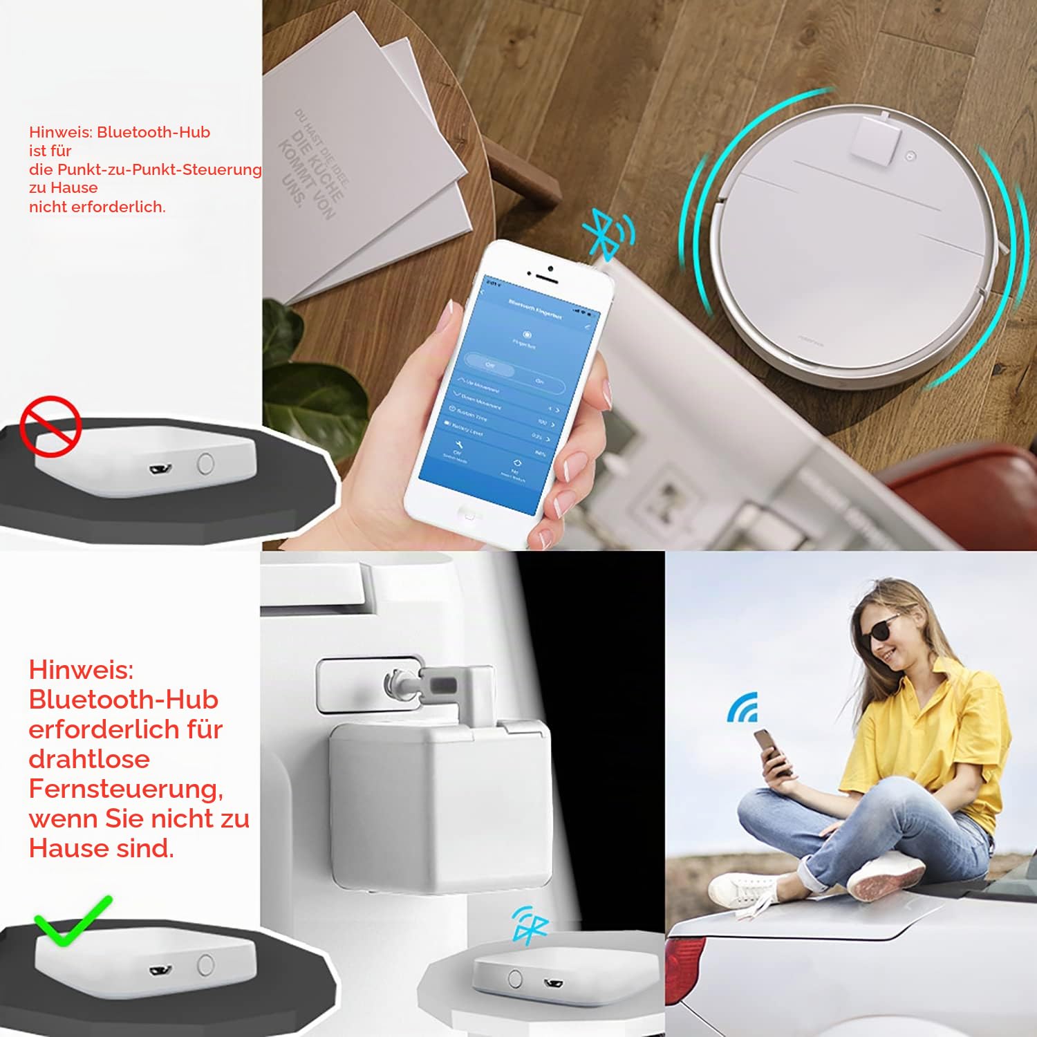 Smart Switch Button Pusher: Bluetooth Fingerbot Plus mit Toolkit für alle Schalter, Tuya App-Steuerung, Tuya Bluetooth Hub hinzufügen, um es mit Alexa, Google Home kompatibel zu machen (weiß)