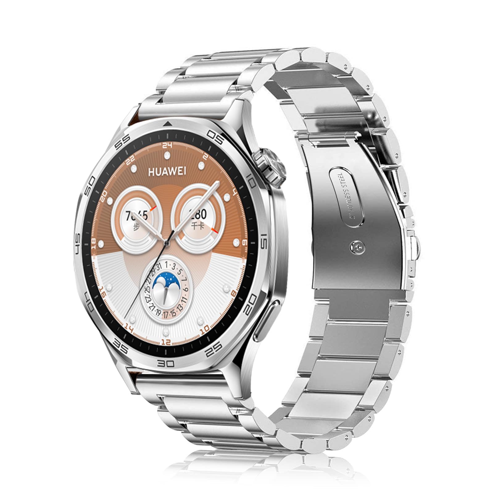 Bracelet acier Huawei Watch GT5 46mm PURYN de style business couleur agate en maillons 22mm - 8