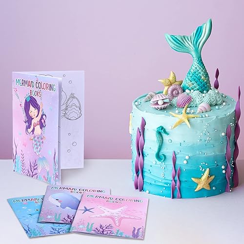 Miniatura 5 de Faccito 24 libros de sirena para colorear para niños a granel tema de sirena actividades recuerdos de fiesta bajo el mar cumpleaños mini libros para