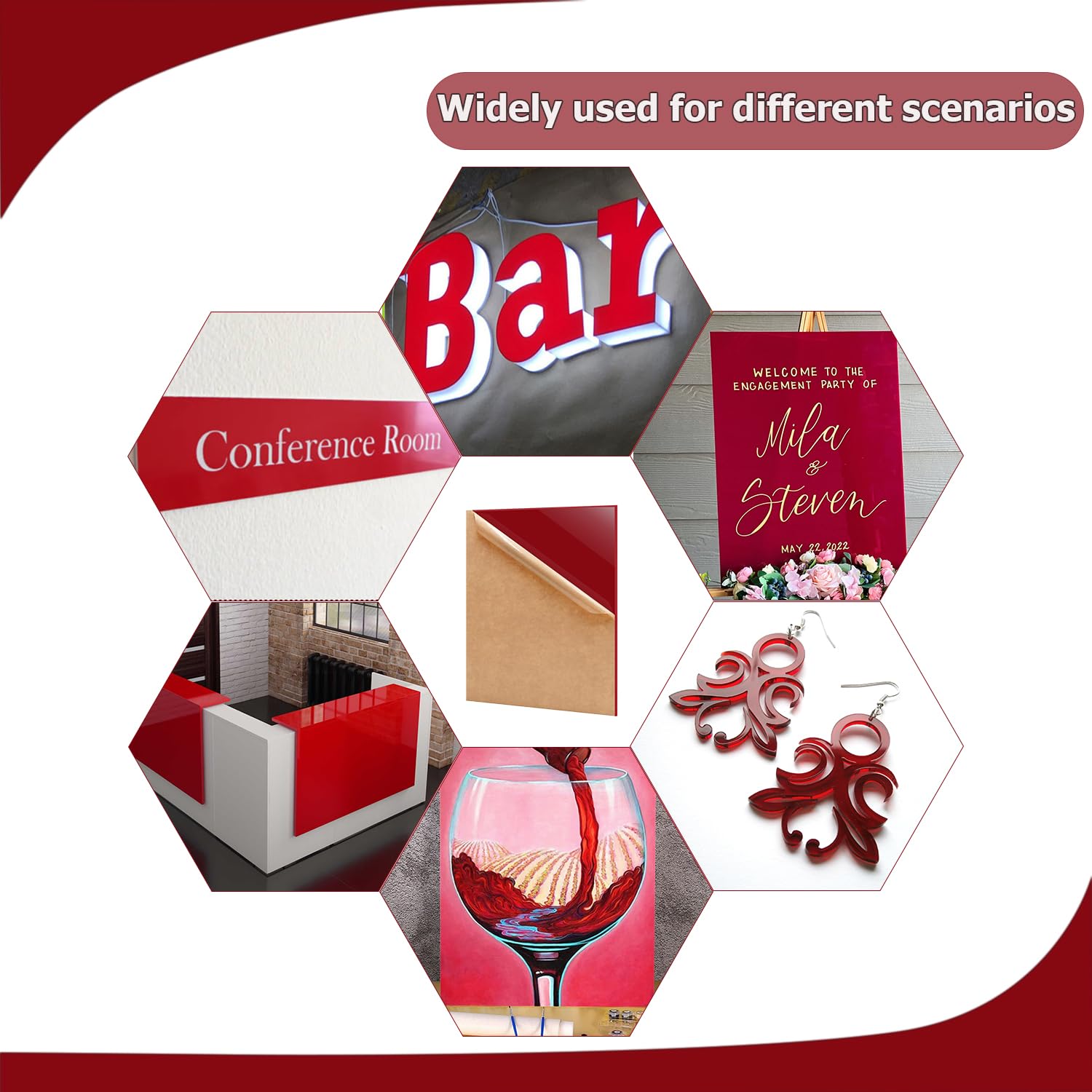 Red Acrylic Sheets - 2 Pack for Laser Cutting & Crafts -6