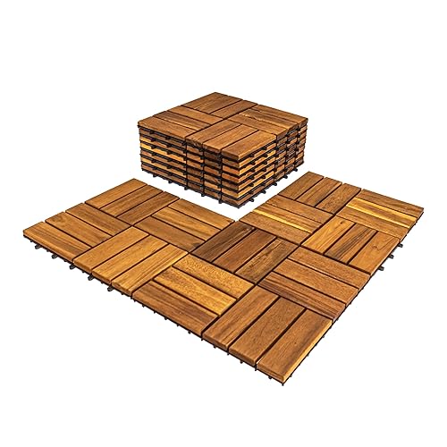 Pack of 10 Deck Tiles - 12"x12" Interlocking Natural Solid