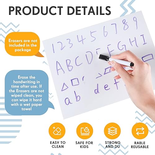 Miniatura 4 de Ctosree 20 juegos de pizarra de borrado en seco para niños de 11 x 8 pulgadas, pizarra blanca pequeña de doble cara y marcadores de borrado en seco