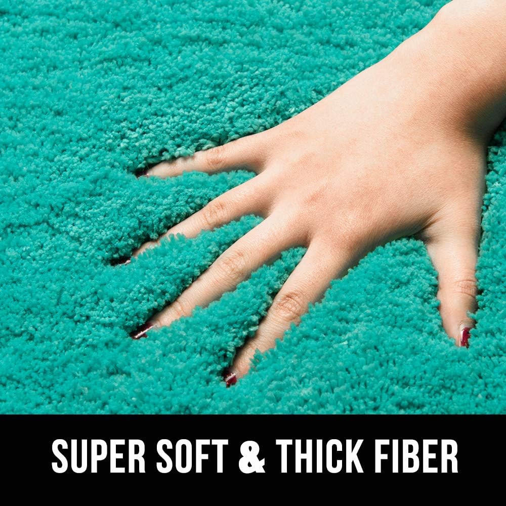 SFLXO 100cm x 60cm Non Slip Bath Mat Machine Washable Durable Soft Fluffy Microfiber Bathroom Mat Water Absorbent Bath Rug Turquoise - Image 4