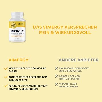 VIMERGY Micro-C® Vitamin C 90 Capsules 500 mg Vegan Kosher Gluten Free